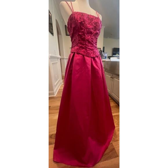 ROBERTA  90S PINK SATIN PRINCESS HEM FLOOR LENGTH CORSET BACK GOWN WOMENS  6 - Picture 3 of 12